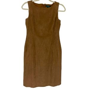 Lauren Ralph Lauren Vegan Suede Camel Sheath Dress